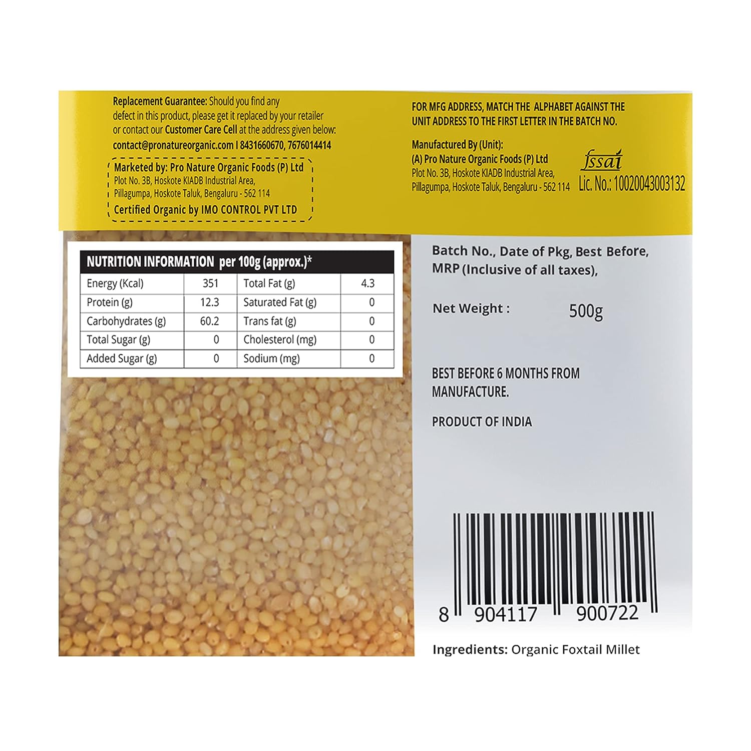 Pro Nature Organic Foxtail Millet - 500 gm image 3
