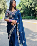 Rangoli Silk With Embroidery Work Saree With Blouse image 3