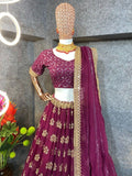 Faux Georgette & 5mm Sequence Embroidery Work Lehenga Choli With Dupatta image 4