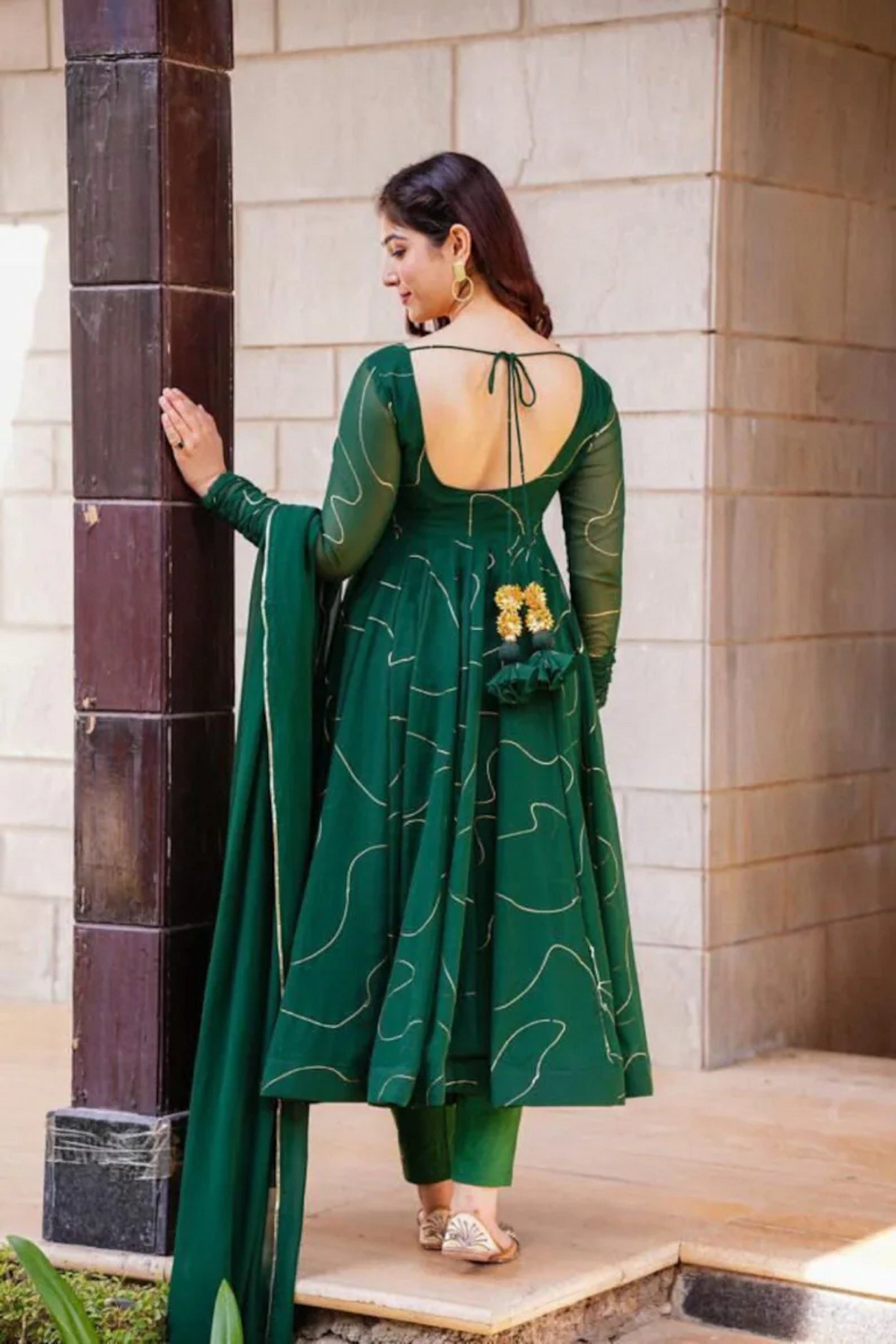 Designer Faux Georgette Anarkali Kurti with Full Sleeves Fully Stitched for Womens 13-SR55 image 3
