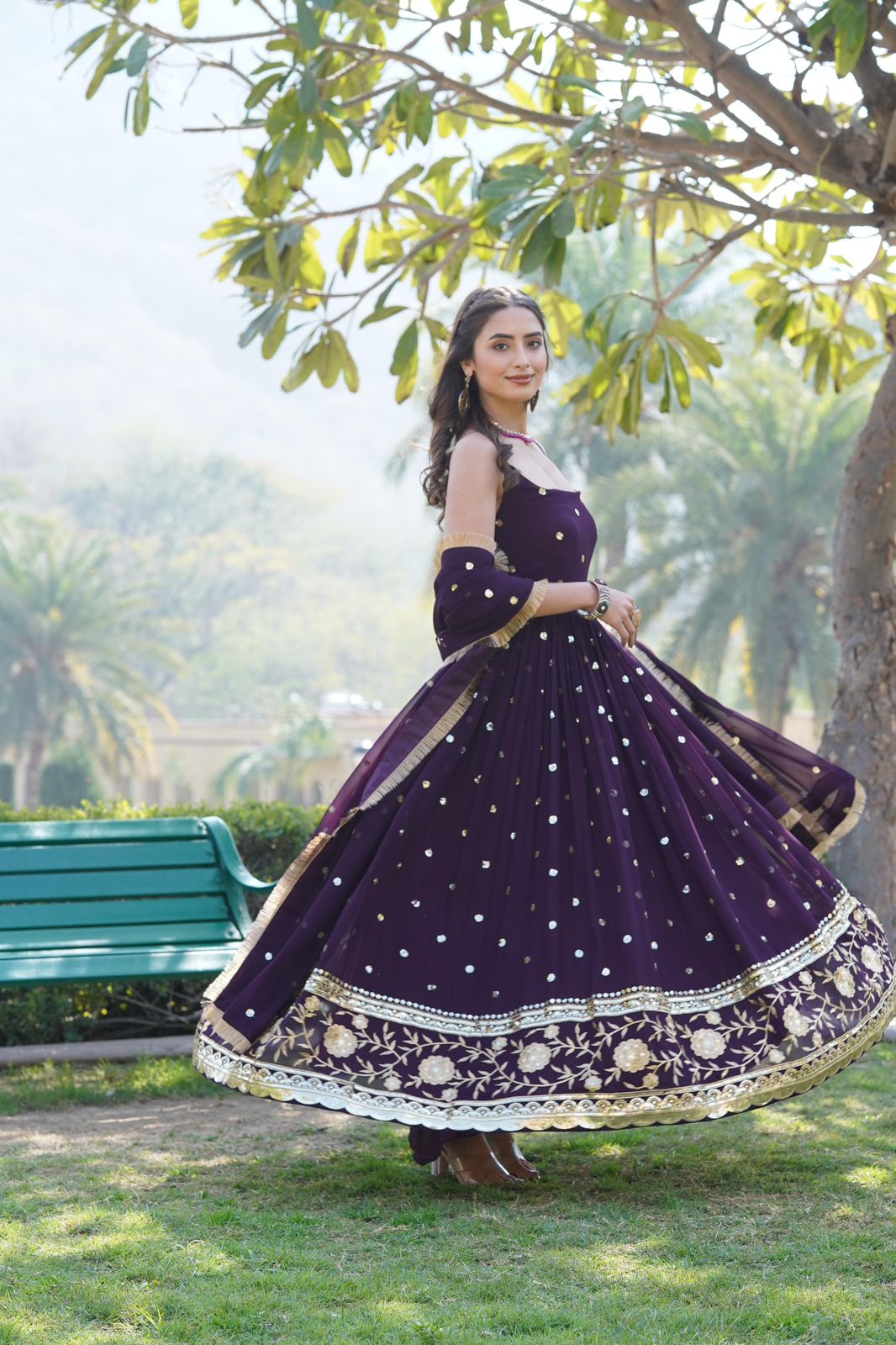 Faux Blooming Sequence Embroidery Work Long Dress & Dupatta image 2
