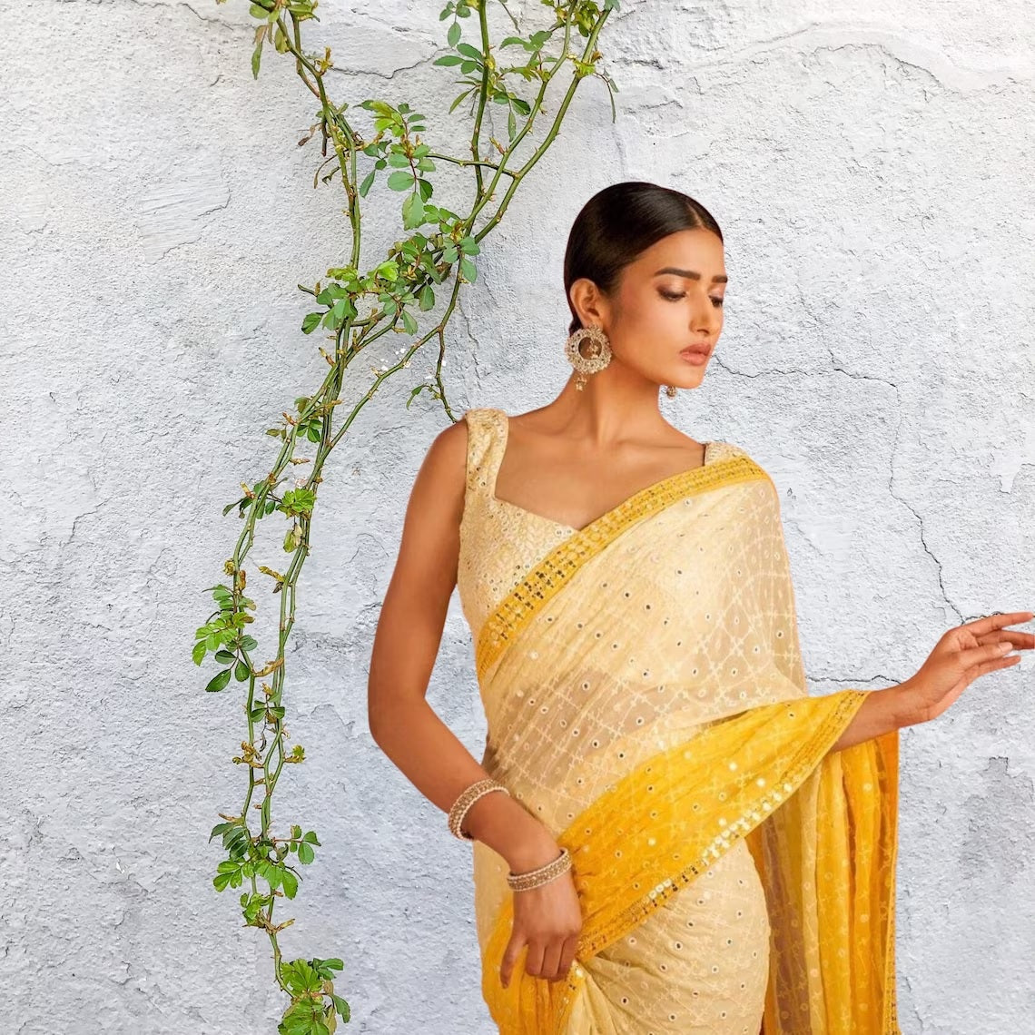 Soft Georgette 7 MM Embroidery Heavy Sequence Work Saree Blouse image 3