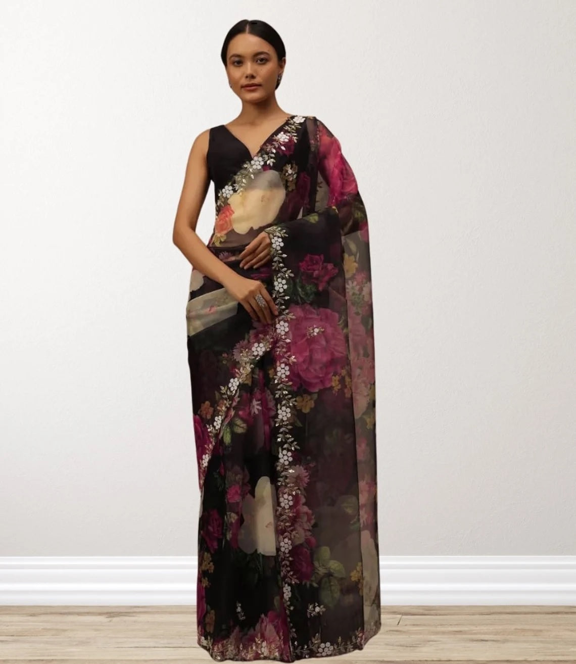 Soft Tabby Organza Saree With Blouse image 3