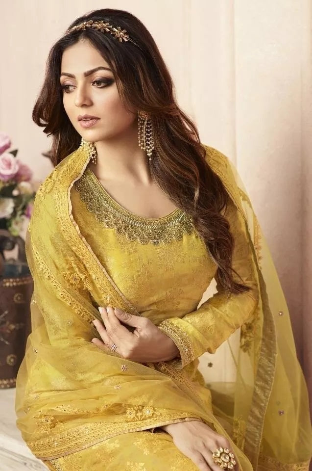 Heavy Jacquard Silk Georgette Salwar Kameez With Dupatta image 2