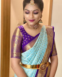 Soft Lichi Silk & Jacquard Work Saree With Blouse image 3