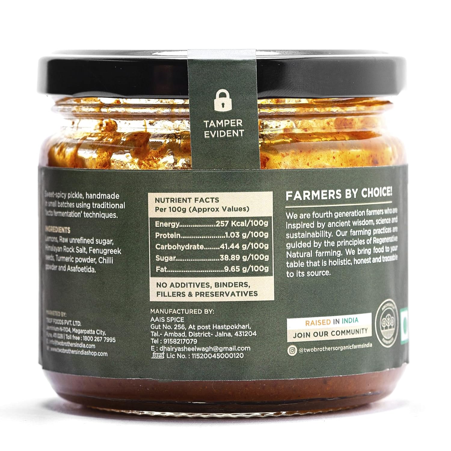 Two Brothers Organic Farms Oil Free Lemon Pickle - 300g image 3