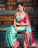 Soft Lichi Silk Beautiful Wedding Saree, Indian Party Wear Ethnic Sari For Women image 3