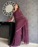Georgette Heavy Satin Banglori Silk Sareee & Blouse image 3