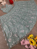 Net With Embroidery Work Lengha Choli Dupatta image 3
