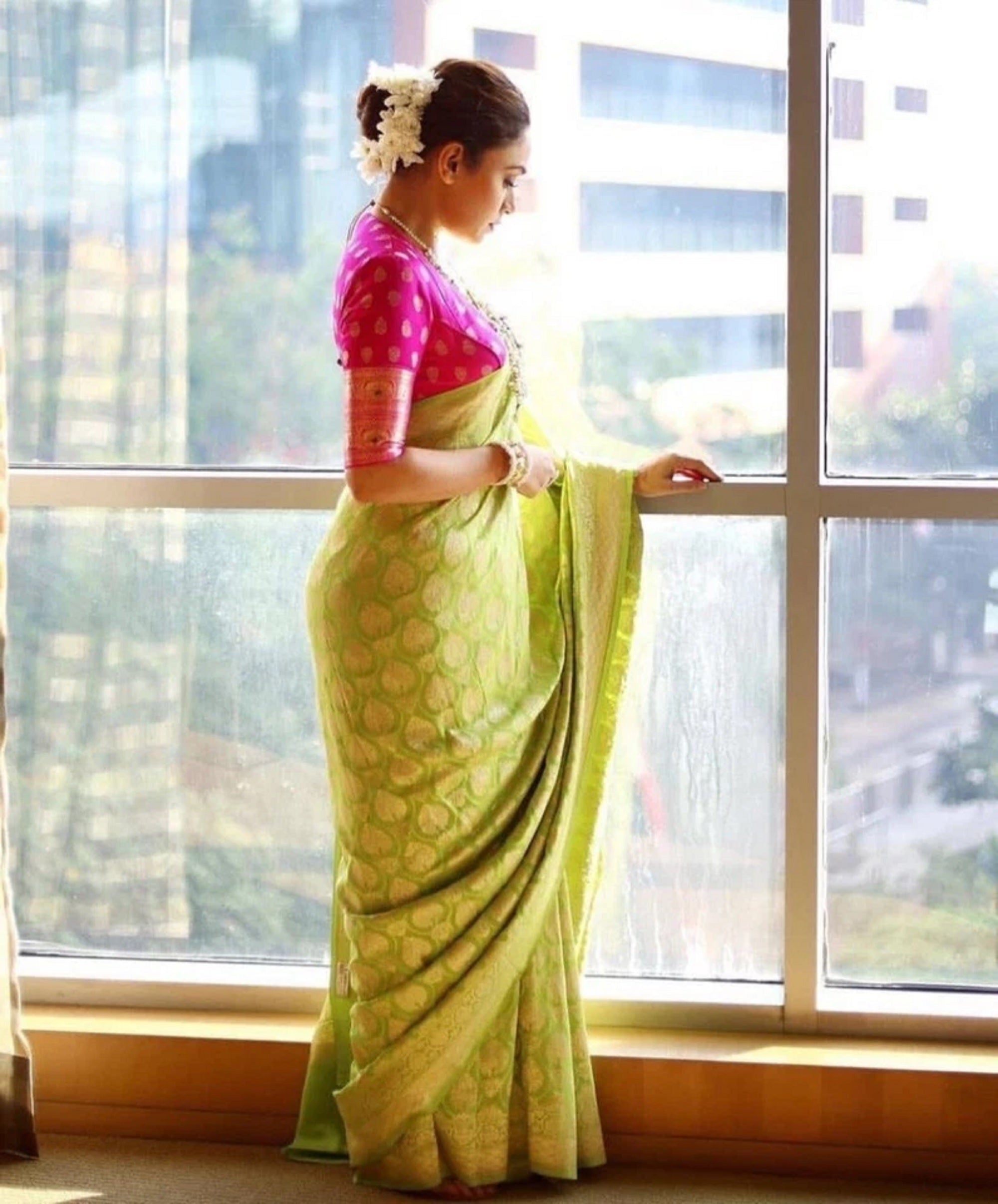 Banarasi Soft Silk Saree With Blouse image 3