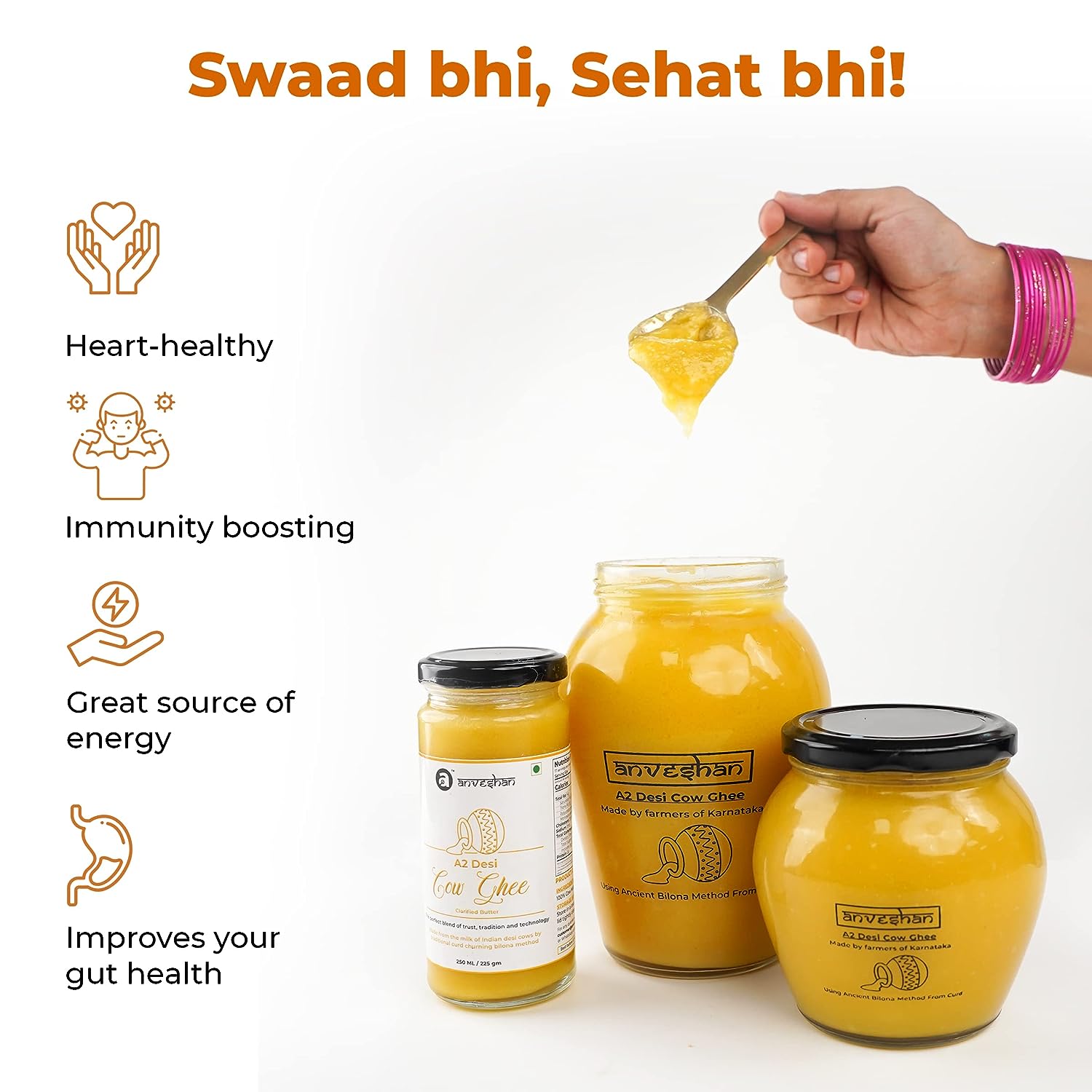 Anveshan A2 Desi Cow Ghee - 250 ml image 3