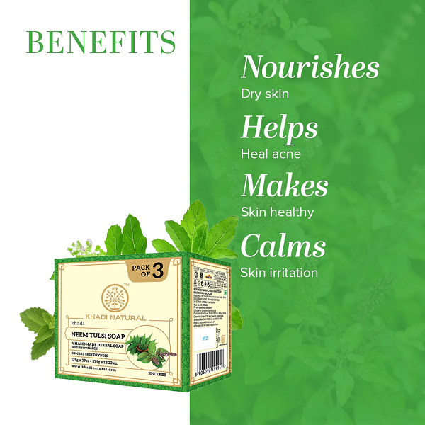Khadi Natural Neem Tulsi Soap (Pack of 3) (375 g) image 3