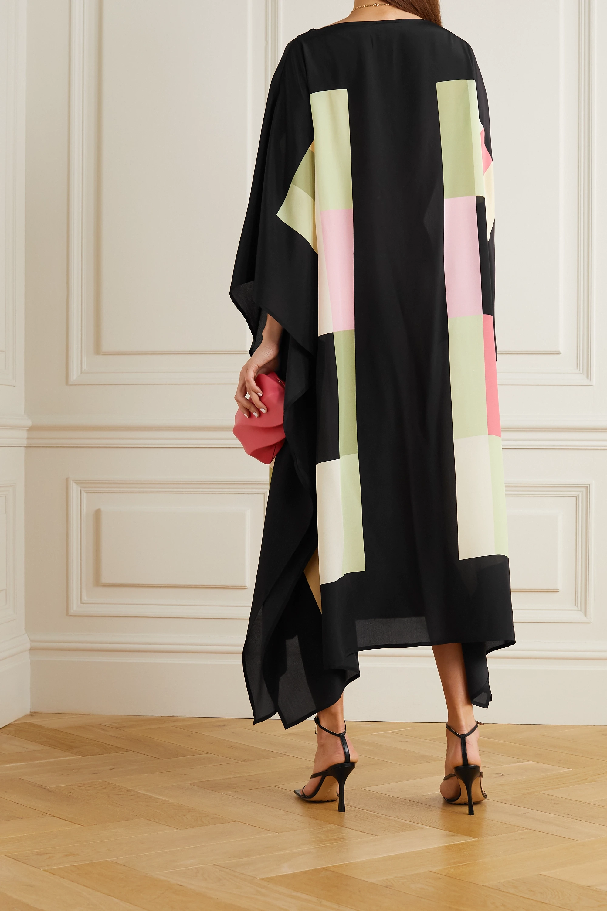 Black Soft Silk Crepe Kaftan, Caftan For Women's image 3