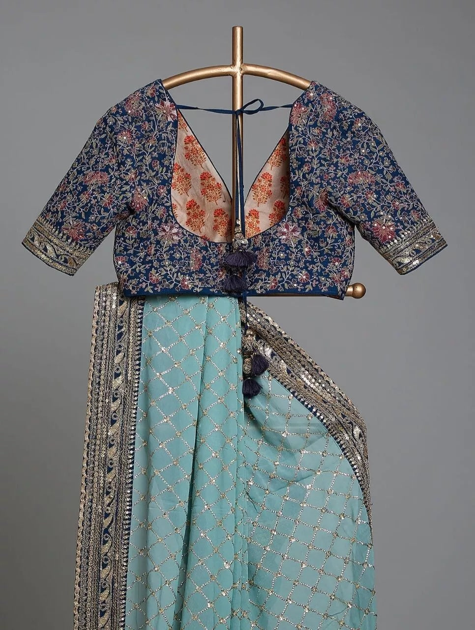 Soft Georgette With Sequence Work Saree & Blouse image 3