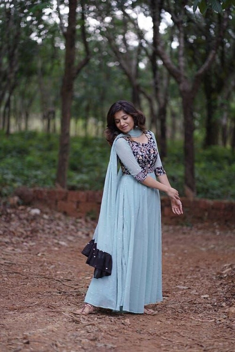 Faux Georgette Embroidery Work Dress With Dupatta image 3