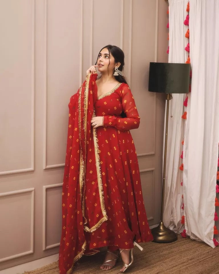 Faux Georgette Long Anarkali Gown Bottom & Dupatta image 3