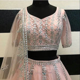 Soft Mono Net Embroidery Work Lehenga Blouse & Dupatta image 3