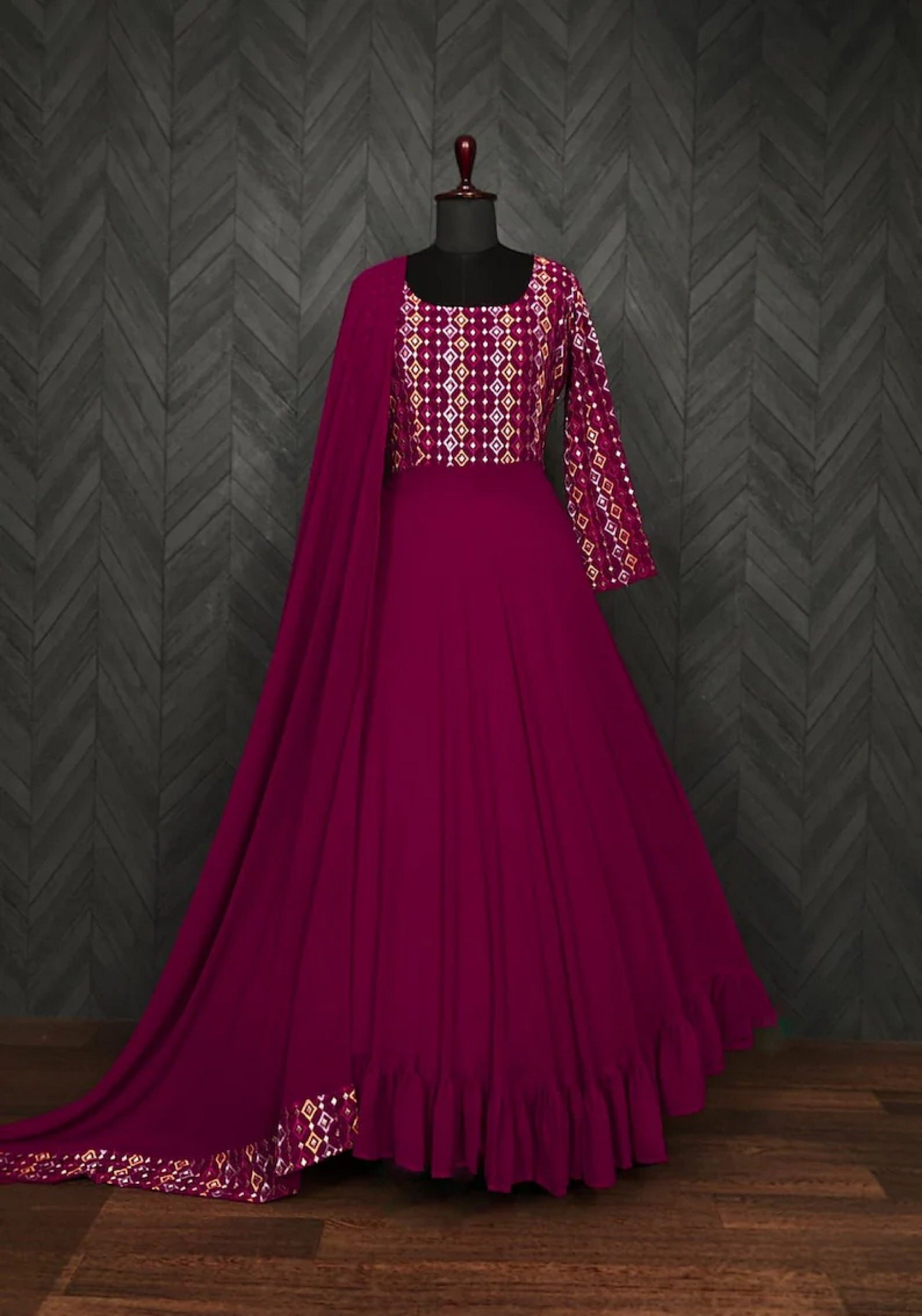Faux Blooming Full Stitched Latest Designer Function Ethnic Wear Long Anarkali Gown Dress,Indian Party Exclusive Classic Long Kurti 13-SR50 image 3
