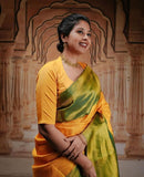 Banarsi Soft Silk Saree With Blouse image 3