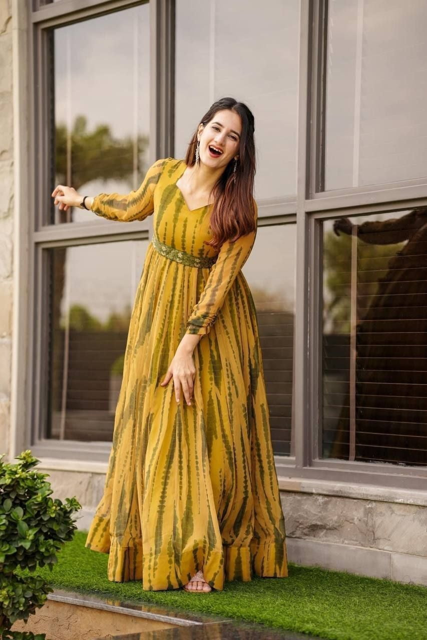 Georgette With Embroidery Work Gown Dresses image 3