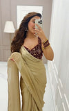 Japan Satin With Beautiful Mirror Lace Border Saree With Blouse image 5
