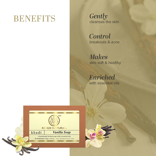 Khadi Natural Vanilla Handmade Herbal Soap, 125 g image 3