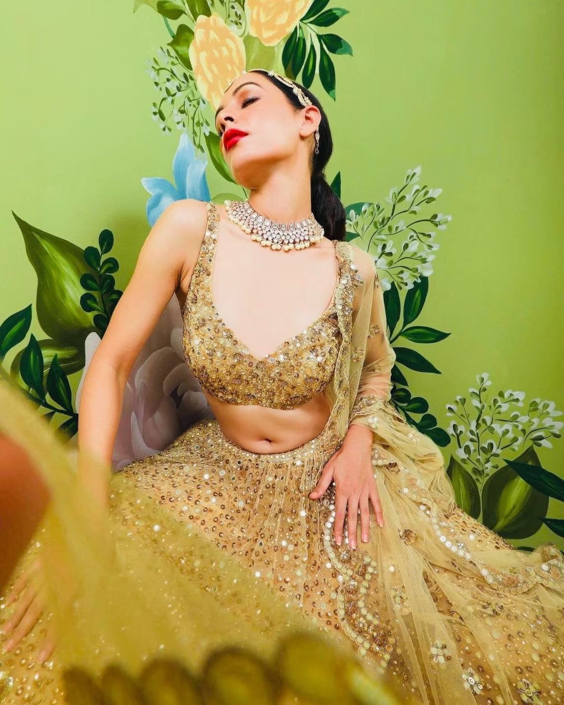 Beautiful Classic Style Indian Rangoli Silk Lehenga Choli With Dupatta image 3