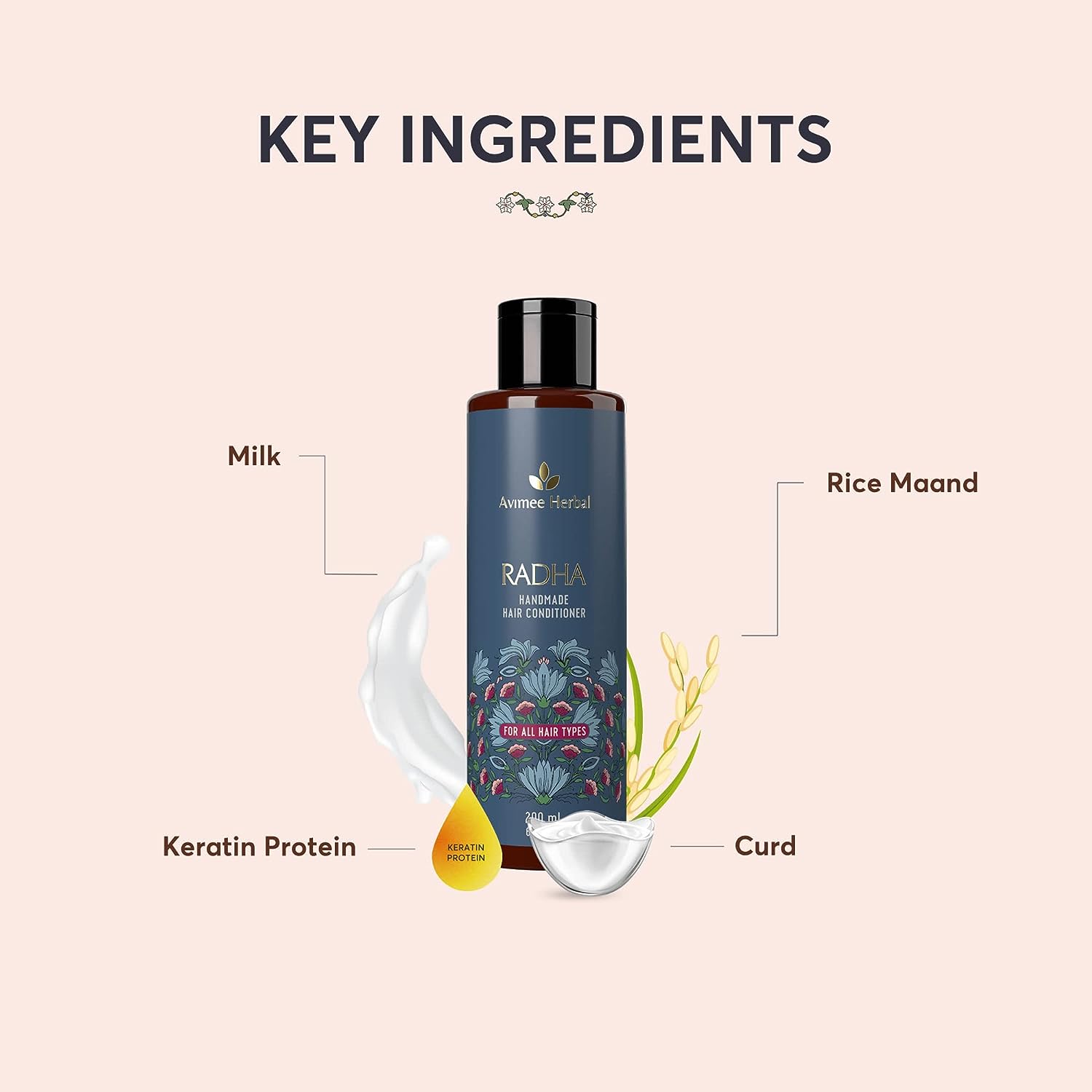 Avimee Herbal Radha Hair Conditioner for All Hair Type Makes Hair Silky Soft For Damaged & Weak Hair 200 ml image 2