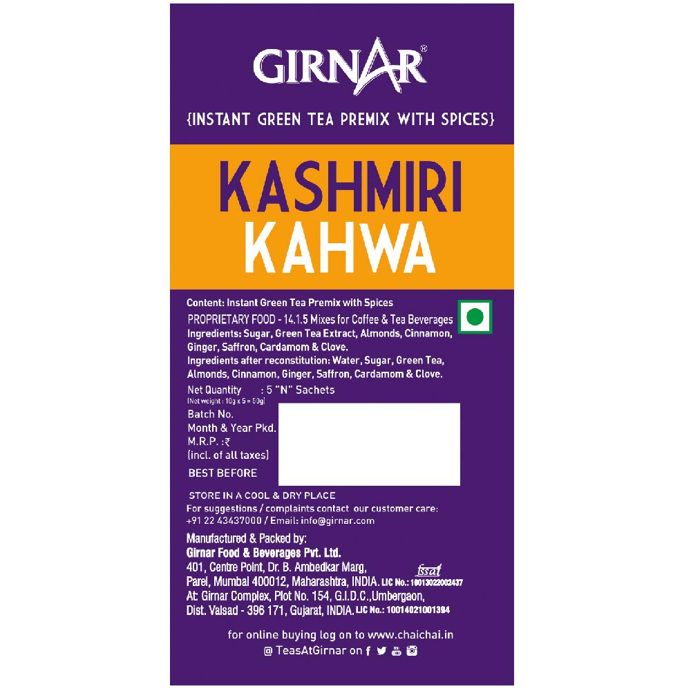 Girnar Kashmiri Kahwa Tea - 5 Sachets image 3