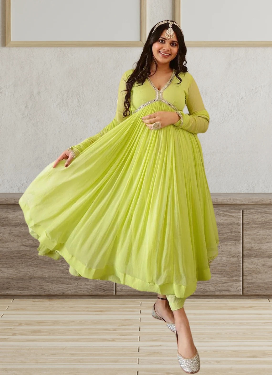 Georgette With Full Sleeves Long Gown Anarkali Dresses image 4