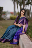 Soft Lichi Silk Saree For Women's, With Unstitch Blouse image 3