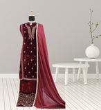 Pure Viscose Velvet Embroidery Sequence Work Top Bottom Dupatta image 3
