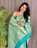Designer Classic Look Pure Silk Saree, Indian Wedding Sari Blouse image 3
