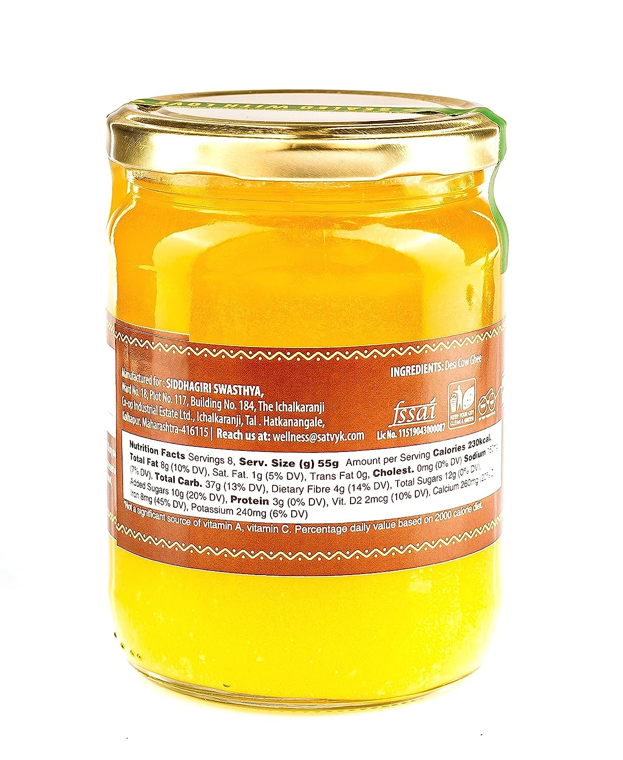 Siddhagiri's Satvyk Organic Pure Desi Cow Ghee - 250 ml image 3
