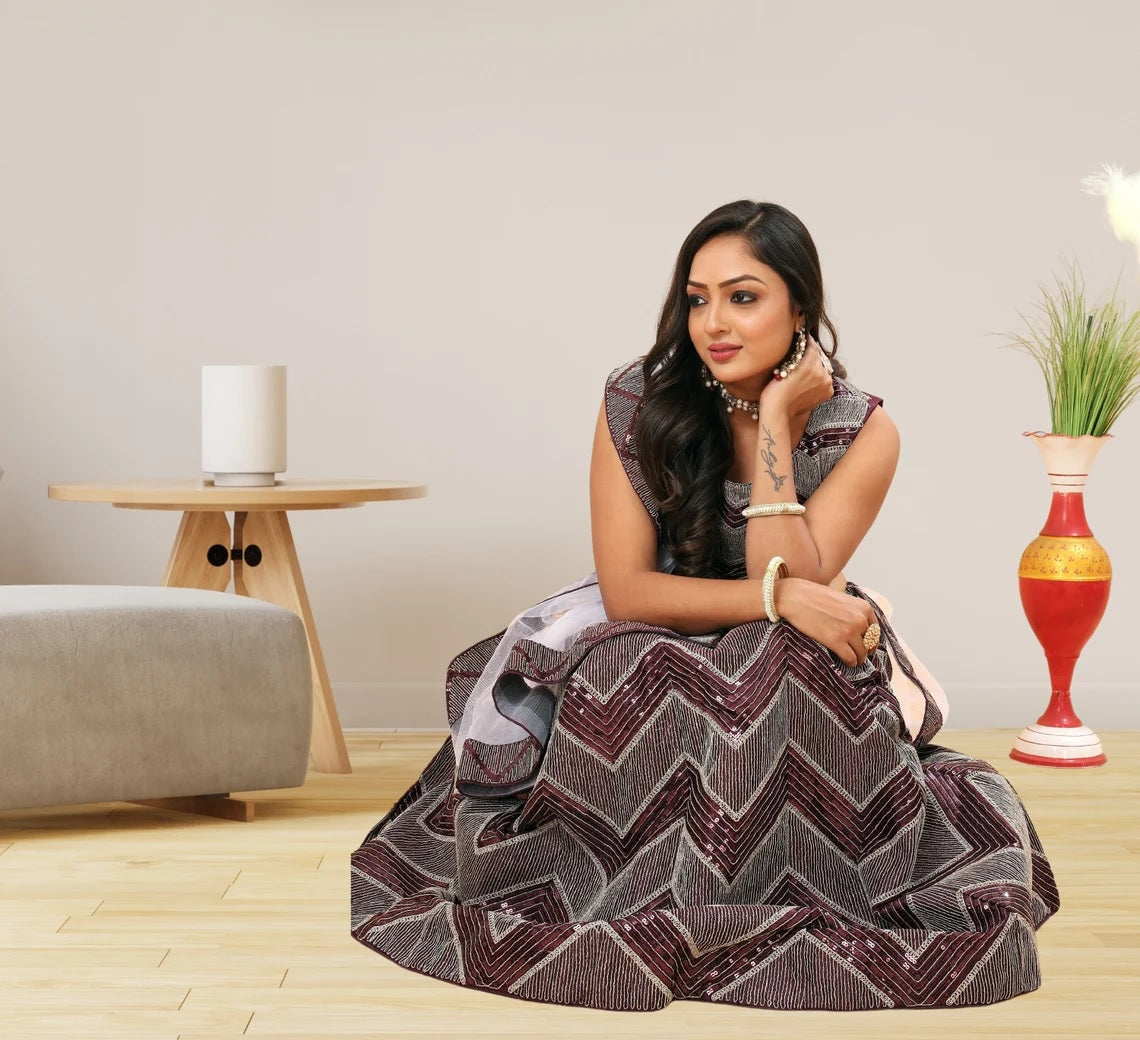 Premium Satin Silk & Heavy Sequence Work  Lehenga Choli image 3