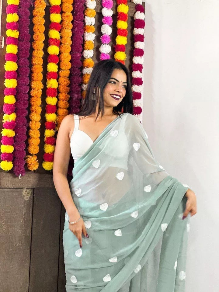 Faux Georgette Saree With Unstitched Blouse image 3