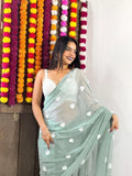 Faux Georgette Saree With Unstitched Blouse image 3