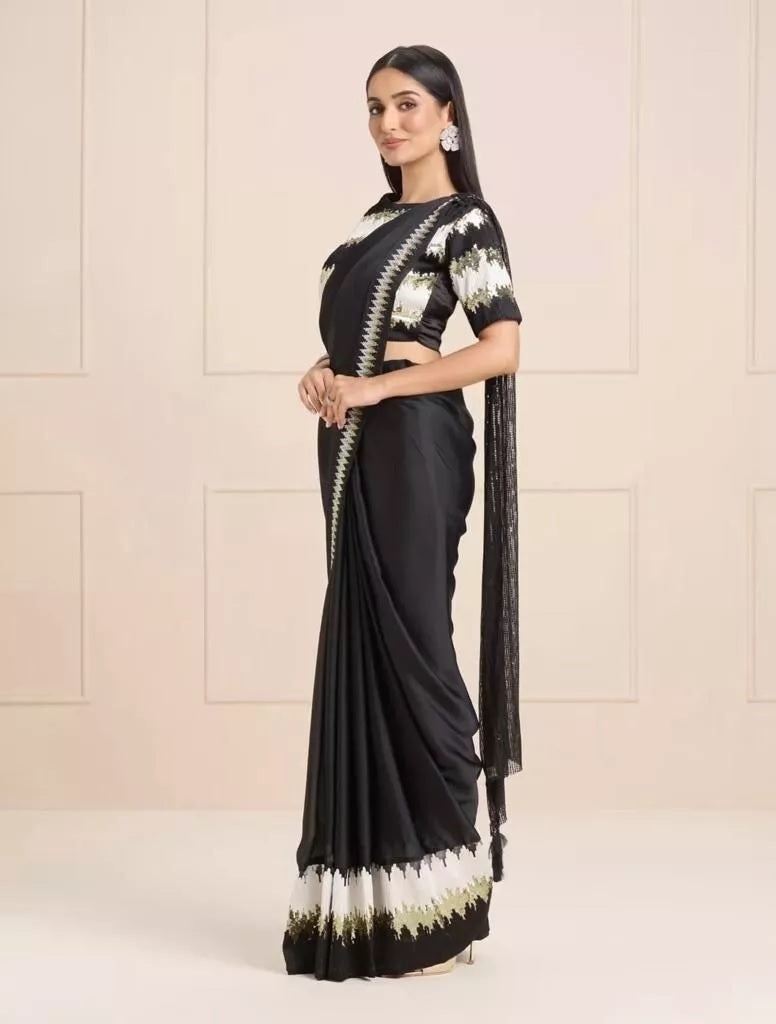 Heavy Pure Soft Georgette With Sequence Work Saree & Blouse image 3