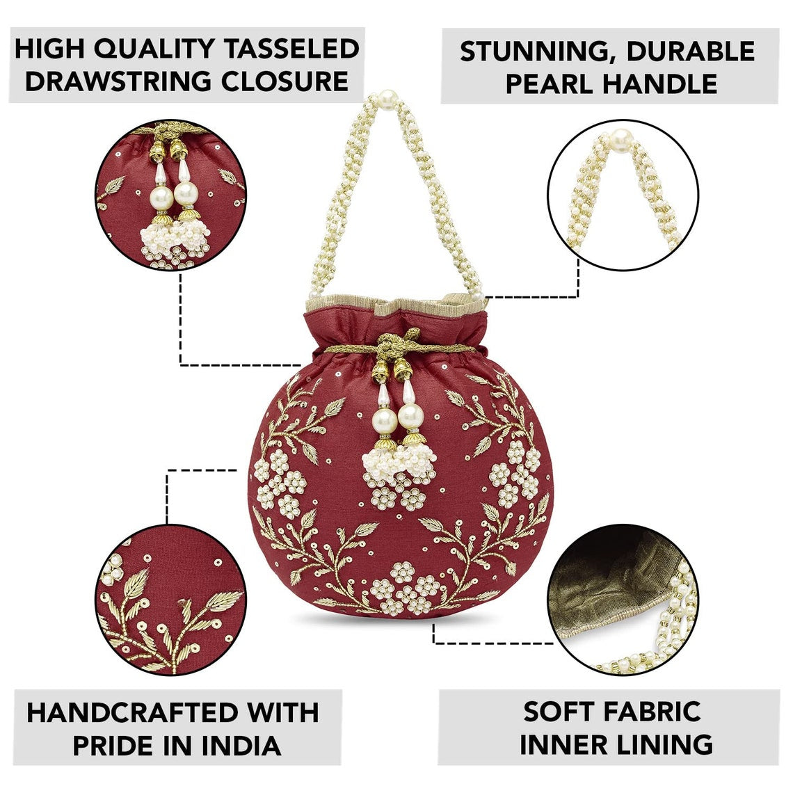 Maroon Potli Bags Valentines gift for her image 3