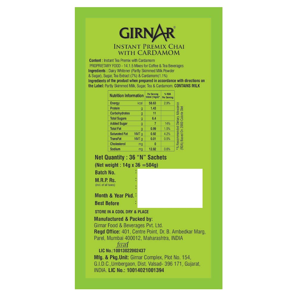 Girnar Cardamom Chai - 36 Sachets image 3