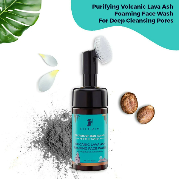 Pilgrim Volcanic Lava Ash Foaming Face Wash with Brush -120 ml image 3
