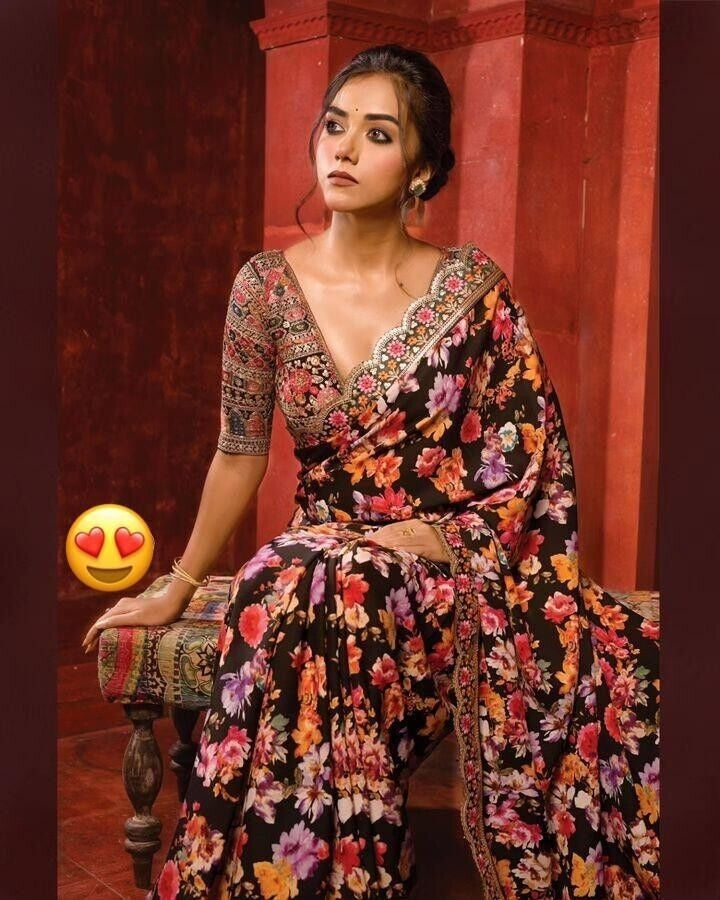 Soft Georgette Digital Print Saree image 4