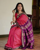 Soft Lichi Silk &  Jacquard Work Saree With Blouse image 3