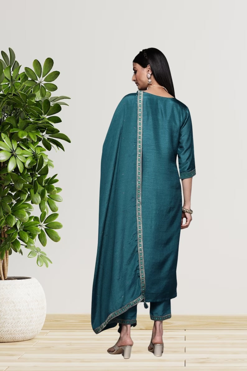 Viscose With Jacquard Work & Salwar Kameez With Dupatta image 3