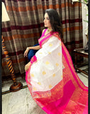 Soft Lichi Silk With Jacquard Weaving Work Saree With Blouse image 3