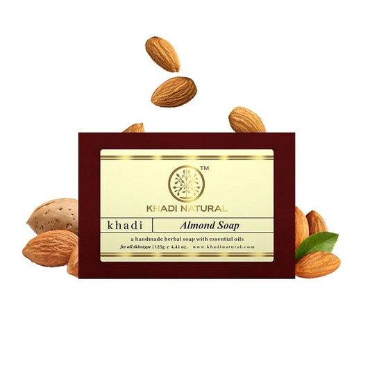 Khadi Natural Almond Soap, 125g Herbal Bathing Bar Natural Soap with Essential Oils  Restores moisture contentSuitable for All Skin Types image 1