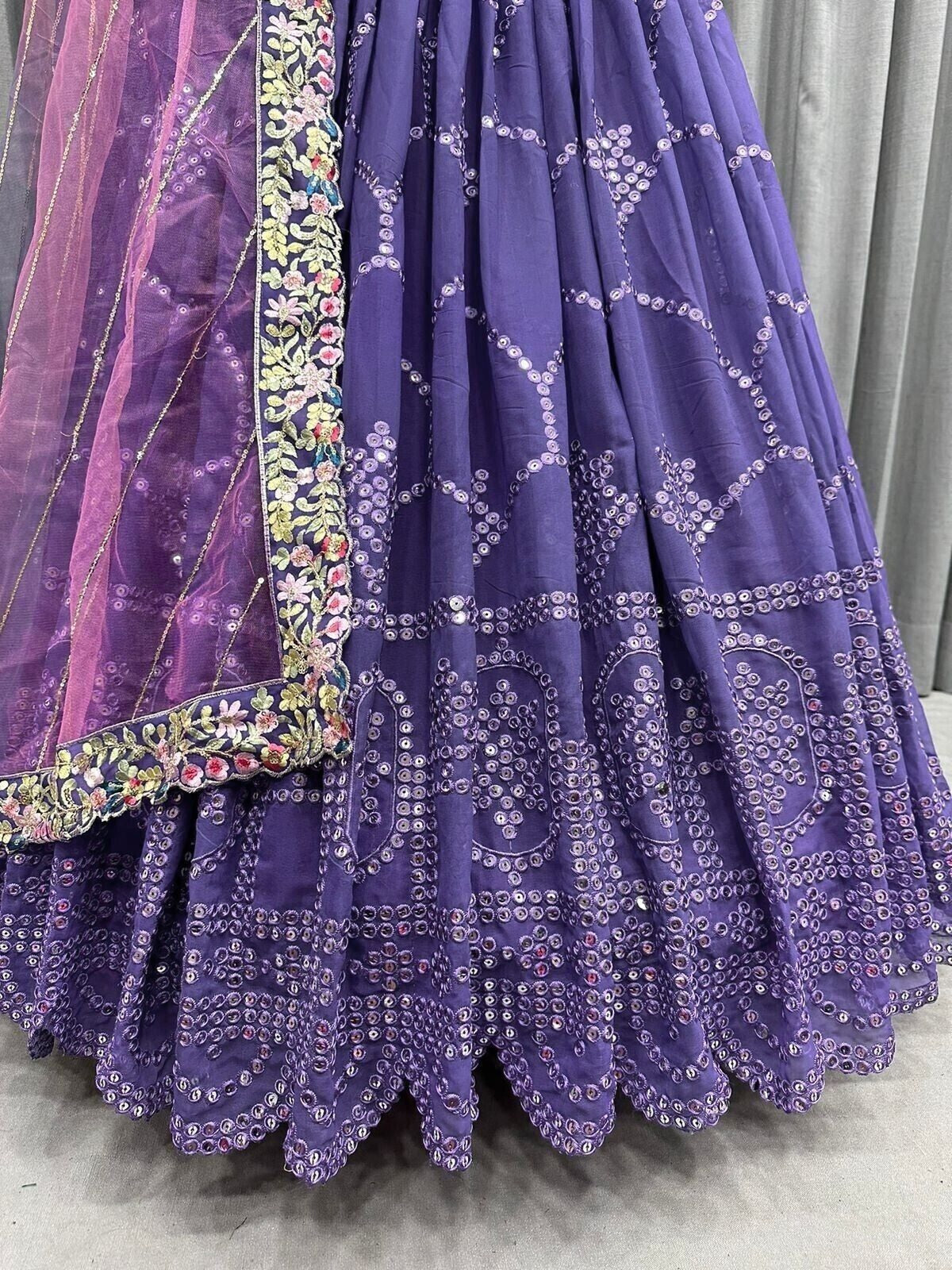 Faux Georgette  With 9 MM Sequence Work Lehenga choli With Dupatta image 3