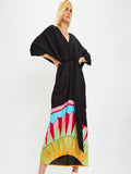 V-Neck Belt Style Black Chelsea Georgette Kaftan J5652 image 4