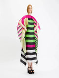 Striped Printed Organza Silk Women Party Wear Kaftan J5784 image 4