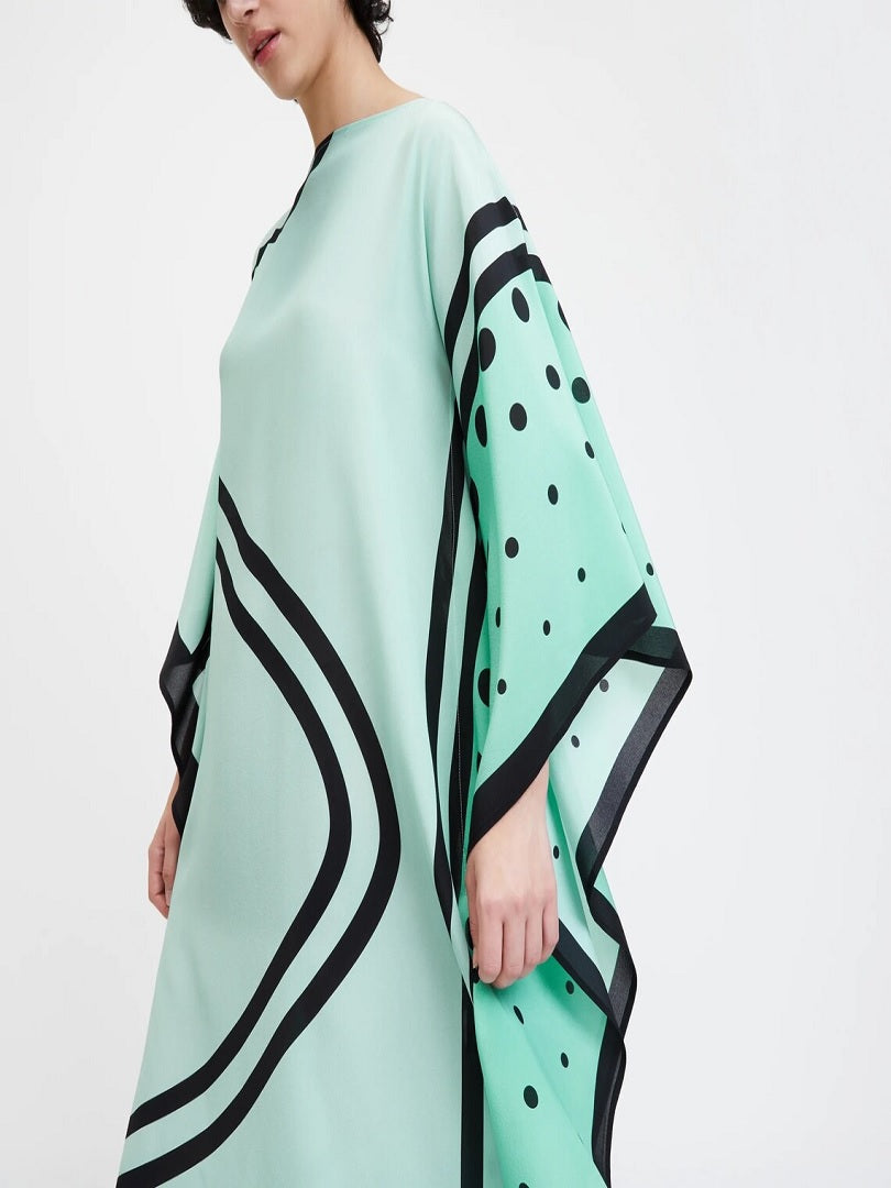 Beach Wear Sea Green Shaded Dot Printed Style Women French Moss Kaftan J5686 image 4